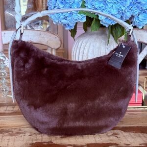 🔥FLASH SALE🔥NWT Nova Faux Fur Large Crescent  Bag-Hot Fudge